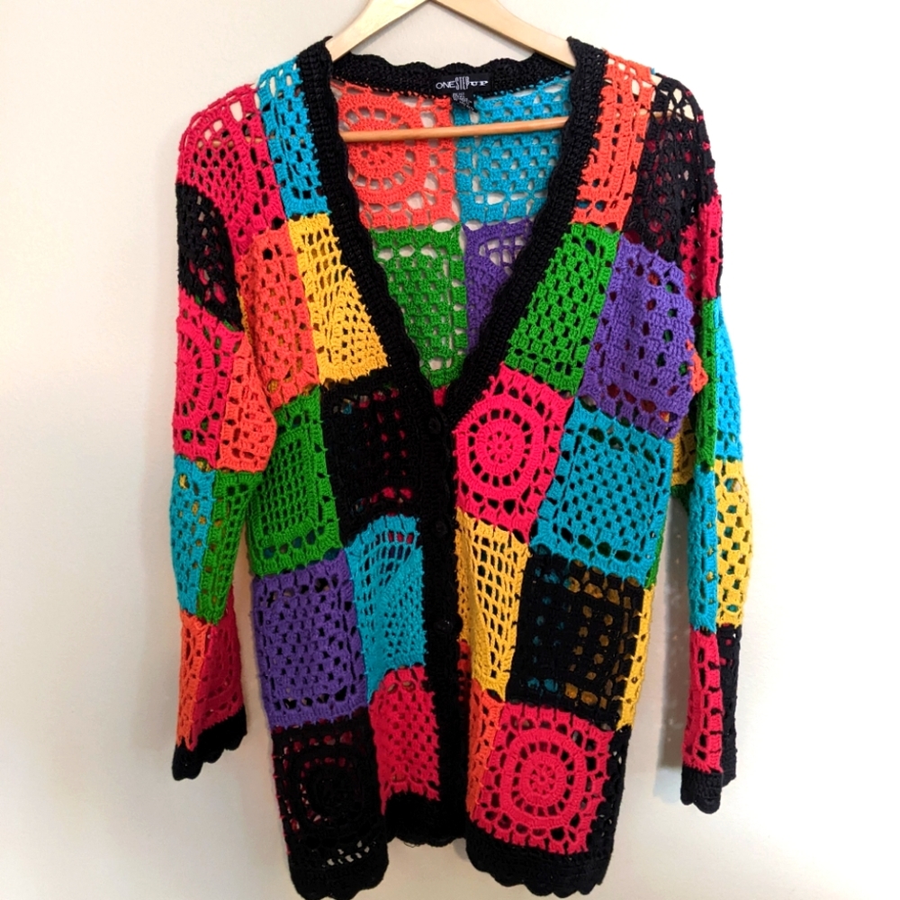 Vintage Patch Work Sweater Cardigan